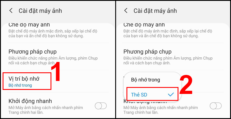 Thao tác đổi vị trí lưu ảnh chụp trên điện thoại Samsung